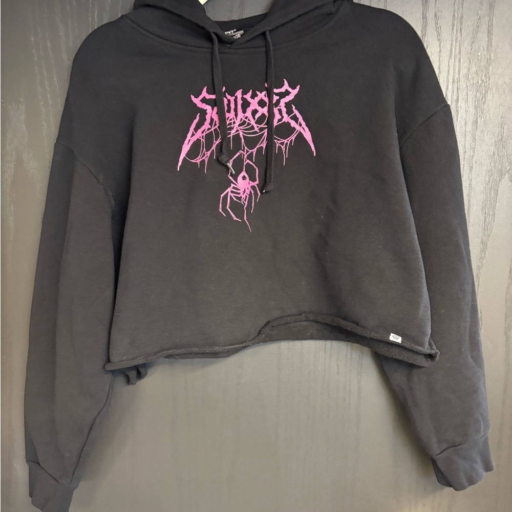 Swixxz Crop Top Spider Hoodie Sweater - Picture 2 of 4
